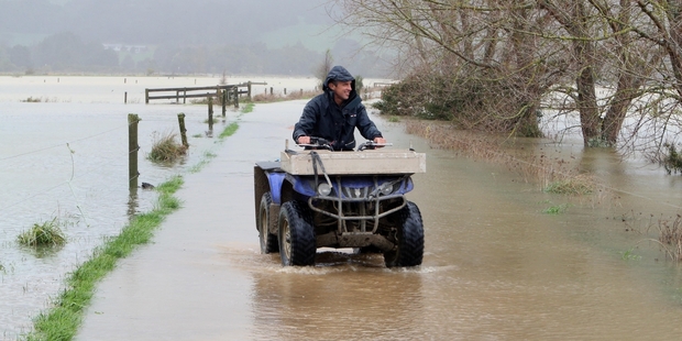 Hukerenui dairy farmer Alan Moscrip has close to 20ha underwater. Photo/John Stone