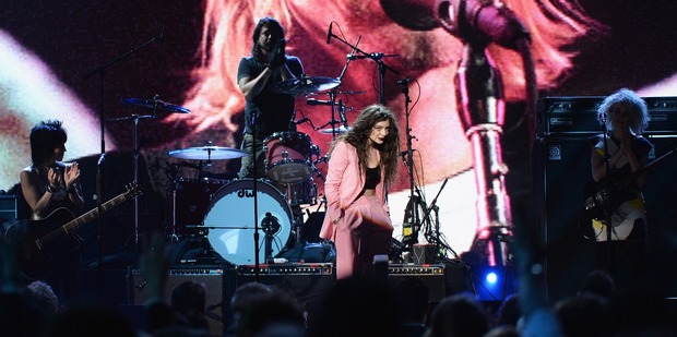 Joan Jett, Dave Grohl of Nirvana, Lorde and St Vincent perform at the 29th Annual Rock And Roll Hall Of Fame Induction Ceremony. Photo/AP