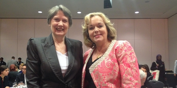 Helen Clark and Judith Collins catch up in London.