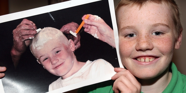 SHAVE FOR A CURE: Jayden Drinnan, 10, of Carterton is nominated for the Pride of New Zealand Award. PHOTO/LYNDA FERINGA
