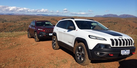 The 2014 Trailhawk easily conquered the highest peak of Willow Spings, Flinders Range, South Australia. Picture / Liz Dobson