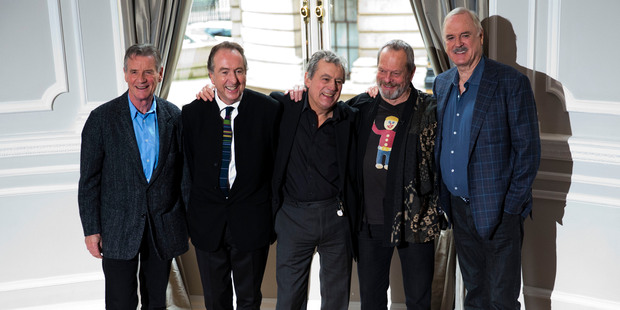 The surviving members of Monty Python: Michael Palin, Eric Idle, Terry Jones, Terry Gilliam and John Cleese. Photo / AP