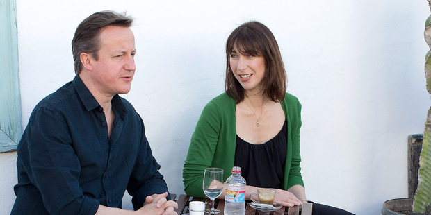 British Prime Minister David Cameron and his wife Samantha. Photo / AP