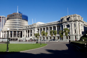 Bowen House, the Beehive and Parliament House, Wellington. Photo / Mark Mitchell
