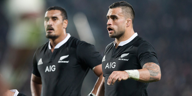 All Blacks No.8 Jerome Kaino and Liam Messam. Photo / Greg Bowker