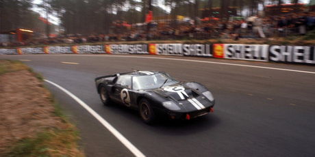 24 Hours of LeMans, LeMans, France, 1966. Chris Amon/Bruce McLaren Shelby American race winning Ford Mark II. GT40