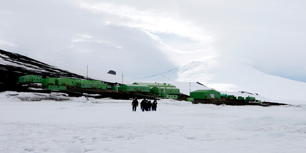 Scott base with Mt Erebus behind, Antarctica. Photo / NZPA