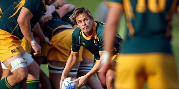 Mount Maunganui halfback Adam McGarvey clears from a scrum against Te Puna last Saturday. Photo / Andrew Warner