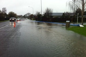 Flood protection measures on King St, Rangiora. Photo / Kurt Bayer, APNZ