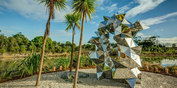 Gregor Kregar's installation Fragmented Interactions adorns the sculpture park.