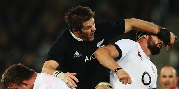 All Blacks skipper and open-side flanker Richie McCaw found his stride in the second half of the test against England at Forsyth Barr Stadium on Saturday. Photo / Getty Images