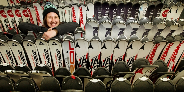 Rental co-ordinator Daena Young has been preparing hundreds of skis for the upcoming season. Photo / Alan Gibson