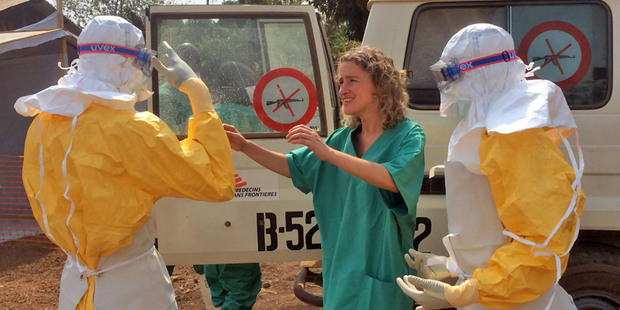 Doctors without Borders healthcare workers prepare isolation and treatment area. Photo / AP