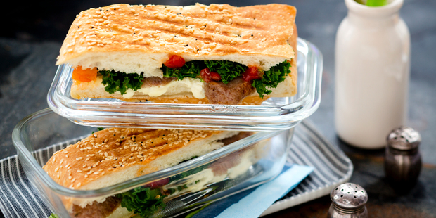 Turkish bread with spicy sausage, ricotta and kale. Photo / Babiche Martens.