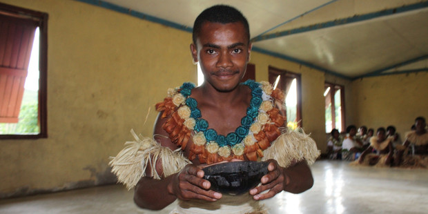 A bowl of kava is offered to to visitors on the Yasawa Islands. Photo / Paul Rush