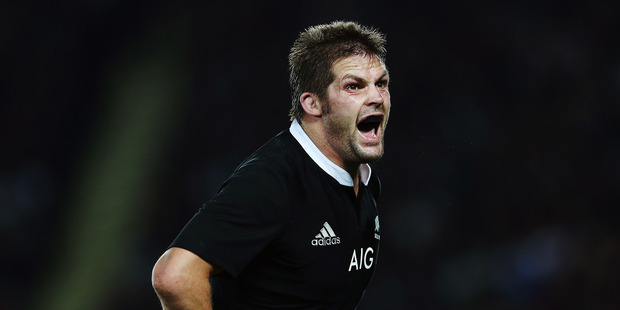 Richie McCaw of New Zealand reacts. 2014 Steinlager Series rugby union test match, All Blacks v England at Eden Park, Auckland, New Zealand. Photo: Anthony Au-Yeung