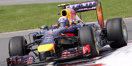 Red Bull driver Daniel Ricciardo, from Australia, drives through the last chicane on his way to winning the Canadian Grand Prix. Photo / AP