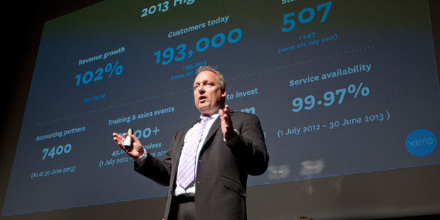 Xero chief executive and founder Rod Drury during a presentation. Photo / Mark Mitchell