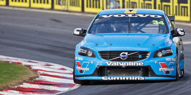 Swedish touring car driver Robert Dahlgren (below), and on the track (above) in the Valvoline Racing Volvo S60, is still finding his feet in the Australian V8 Supercars championship. Pictures / Greg Bowker / Getty Images