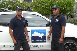 Patrick Schuster (left) and Va Leaupepe (right), directors of Schupepe Tents.