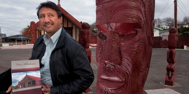Cyrus Hingston with his new book Pou o Whakaue which takes an in depth look of eight Ngati Whakaue marae. Photo/Ben Fraser