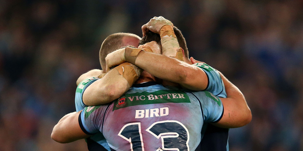 The Blues celebrate winning the State of Origin series. Photo / Getty Images