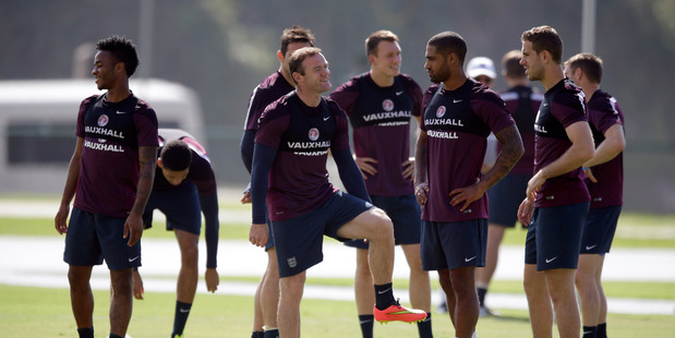 England players train in Brazil during the World Cup. Photo / AP