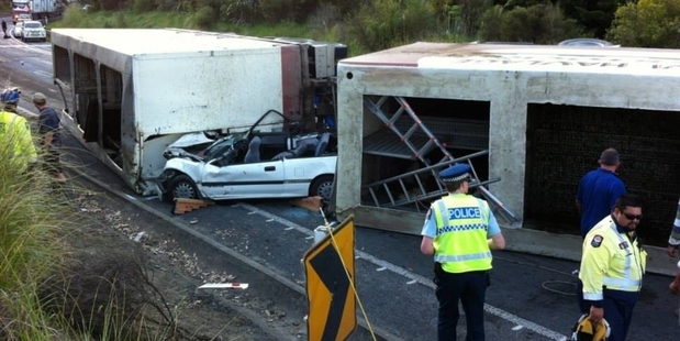 The crash scene at Topuni last October. PHOTO / Auckland Operational Support
