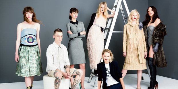 Models in pieces from Kate Sylvester's collections through the years (full credits below). Photo / Babiche Martens. Models / Sophie from Clyne, Ngahuia, Penny, Elena, Grace, Amberley & Hal from Red11