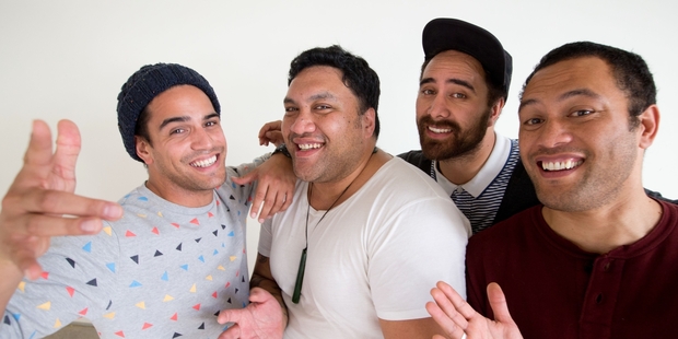 From left, Matariki Whatarau, Maaka Pohatu, James Tito and Francis Kora will use humour to get their message across. Photo / Richard Robinson