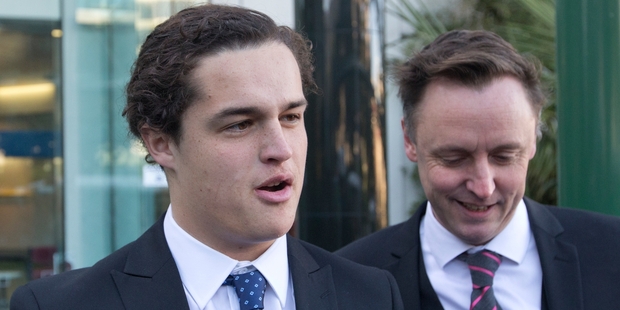 : Suspended St John's College student Lucan Battison (left), 16, with his lawyer, Jol Bates, arrives at the High Court in Wellington yesterday. Photo/Mark Mitchell