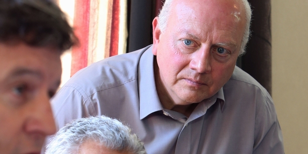 Health and safety expert Mike Cosman (rear) of the Independent Forestry Safety Review panel listens at Friday's hearing in Whangarei. Photo/John Stone
