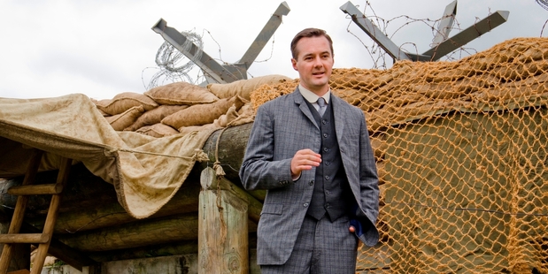 Prime TV's War News correspondent Paul Jameson, played by Richard Dey, above, and news anchor Ray Harkness (Mark Mitchinson) retell events as they might have been reported today.