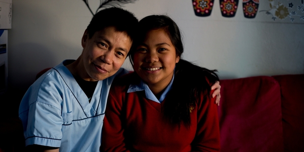 Trinidad Ubido with her adopted daughter. Photo / Dean Purcell