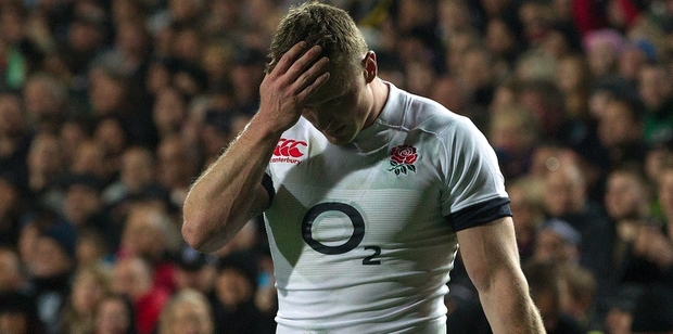 Being beaten again proves hard to fathom for England wing Chris Ashton. Photo / Alan Gibson