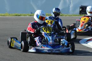 James Penrose keeps the opposition behind him at last year's championship meeting in Christchurch. Penrose won the 125cc Rotax Max Light and 100cc Yamaha Light class. Picture / Fast Company