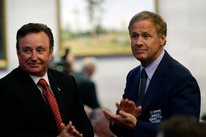 NASCAR racing legend Richard Childress, left, is rumoured to be looking at a move into V8 Supercars. Photo / AP