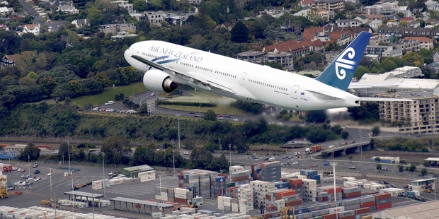 An Air New Zealand Boeing 777 arrives in Auckland.