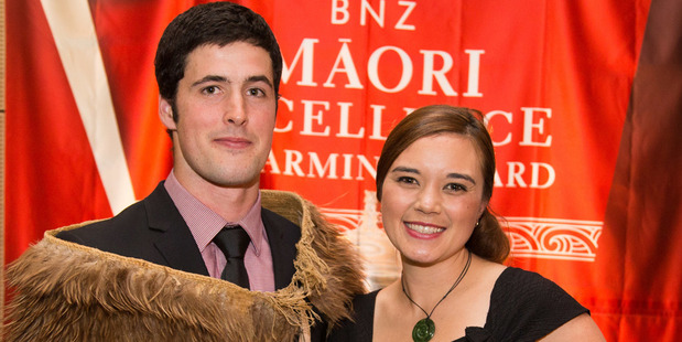 Wiremu Reid at the awards evening in Tauranga with his partner Bettina. Photo/John Cowpland