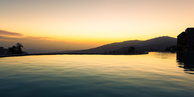 The pool with a view at new hotel Alila Jabal Akhdar in Oman. Picture / Supplied.