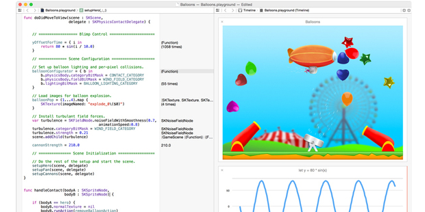 The Swift 'interactive playground' from Apple's Swift developer page. Photo / Apple Inc