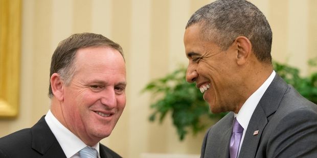 John Key and Barack Obama are facing different TPP problems. Photo / AP