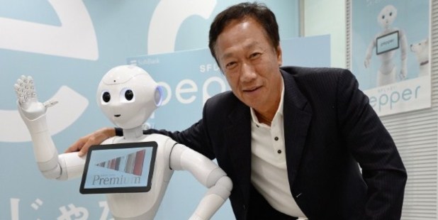Terry Gou, chairman and CEO of key iPhone manufacturer, Foxconn Technology Group, plans to boost investment in robotics. Photo / AFP