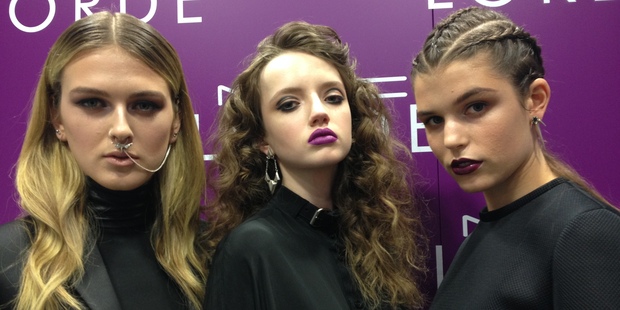 The Lorde look three ways, on models Rhiannon, Amberly and Kendall at the M.A.C x Lorde master class. Picture / Janetta Mackay