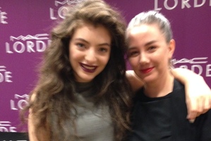 Lorde with makeup artist Amber D, at the New York launch of the M.A.C makeup collaboration. Picture / Viva Instagram