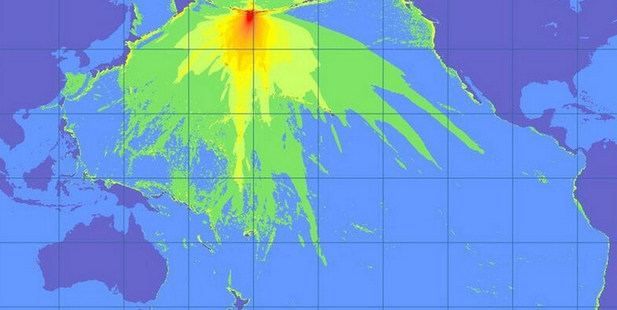 The latest tsunami energy map from Alaska Tsunami Warning Center for today's magnitude 8.0 earthquake. Image / NSW Los Angeles