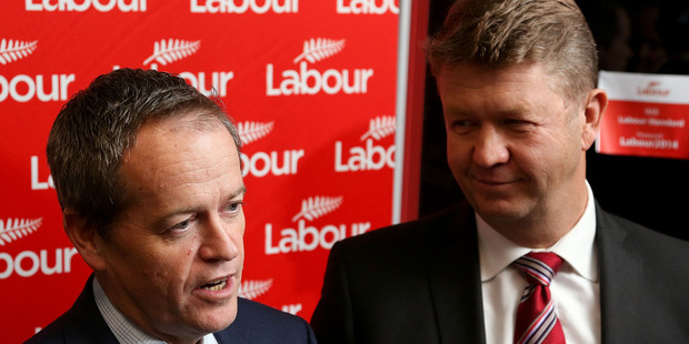 Australian Labor Party leader Bill Shorten (L) with Labour Party leader David Cunliffe. Photo / Getty Images