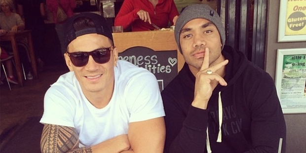 Sonny Bill Williams with NRL buddy Willie Tonga at a Sydney cafe.