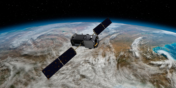 An artist concept rendering provided by NASA shows their Orbiting Carbon Observatory (OCO)-2. Image / AP/NASA