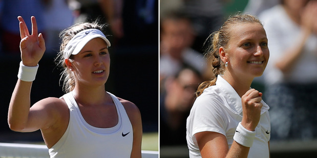 Eugenie Bouchard, left, of Canada will face 2011 championPetra Kvitova, of the Czech Republic, in the Wimbledon final. Photo / AP